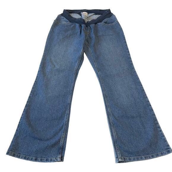 Motherhood Maternity Jeans Petite Medium Stretch Bootcut Below Belly Band Denim - Picture 1 of 12